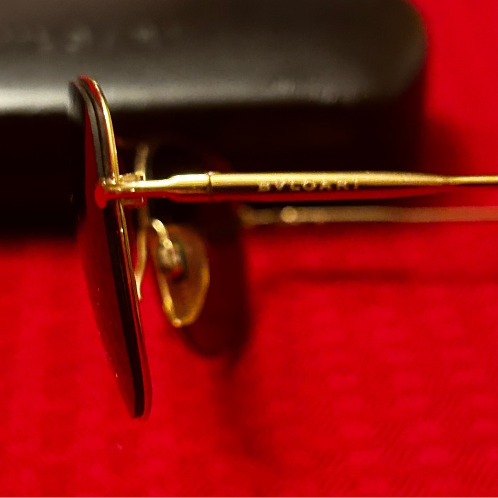 Bvulgari Sunglasses EUC With Case Aviators Gold Frame Brown Lenses Made In Italy - Picture 4 of 9